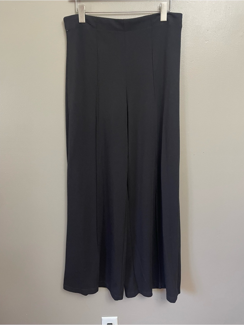 NEW Max Studio Pintuck Wide Leg Trouser  Black Knit Pull On Business career